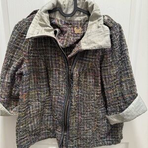 Rapsodia Multicolor Tweed Jacket with Zip Closure